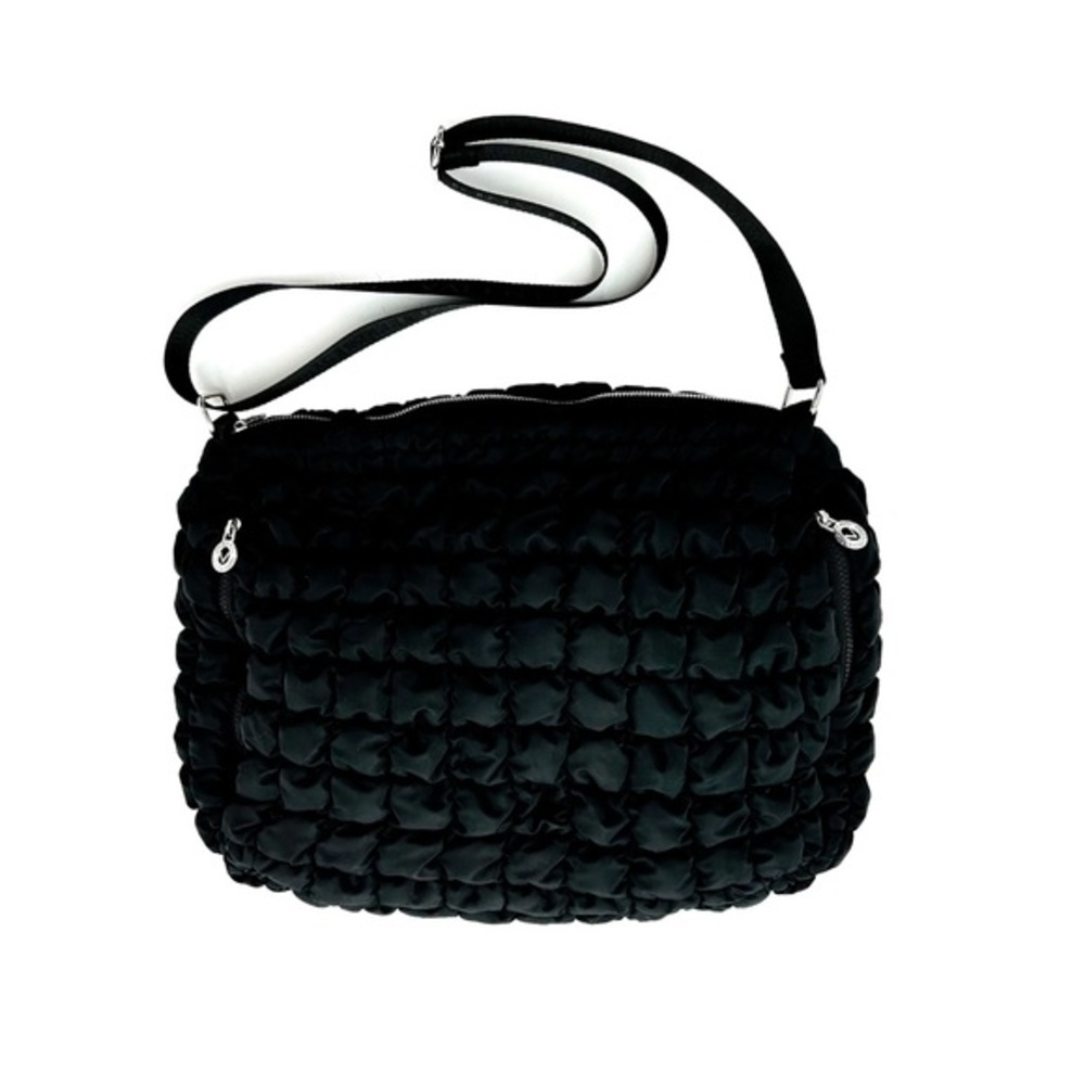 Valentino Orlandi Stylish Large Black Quilted Women's Crossbody Bag